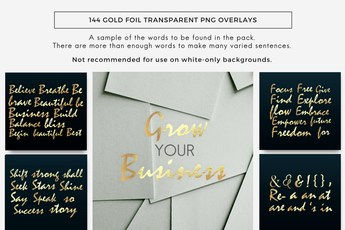 SALE! 144 GOLD FOIL WORD OVERLAYS, an Object Graphic by Illumineer Media & Design (Photo 6 of 8)