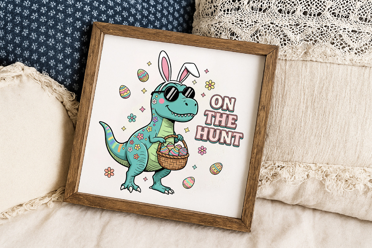 Dinosaur T Rex Easter PNG, on the Hu, an Illustration by Libby Wishes (Photo 6 of 6)