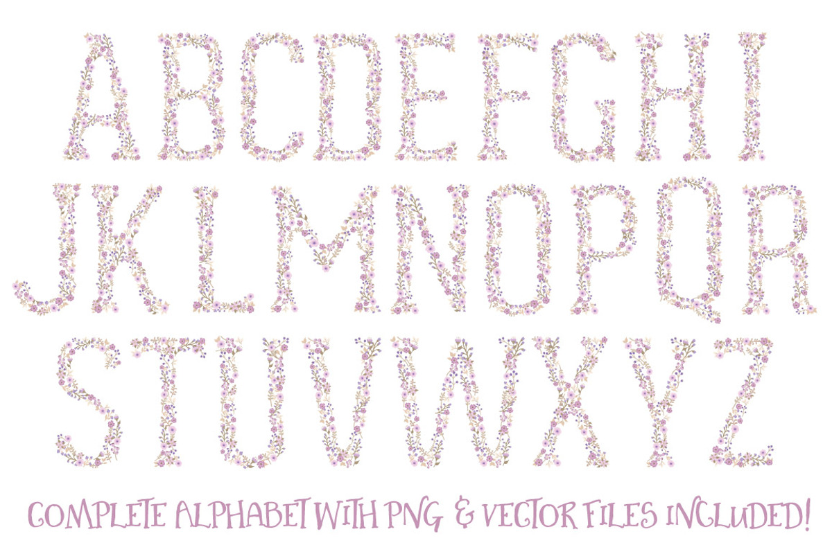 Lavender Floral Alphabet Vectors, an Illustration by Amanda Ilkov (Photo 5 of 5)