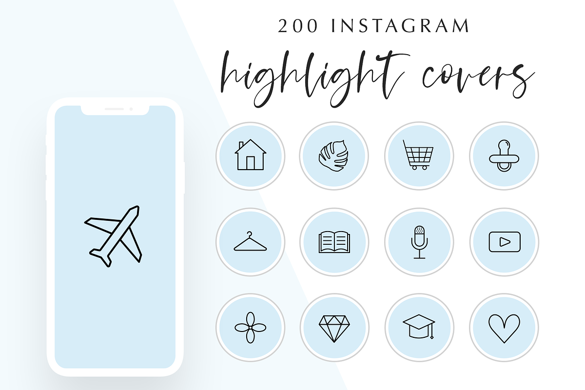 200 Instagram Story Highlight Icons, a Social Media Template by Blog&Glow (Photo 1 of 4)