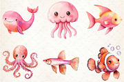 Watercolor Sea Animals Clipart, an Illustration by Rose Art (Thumbnail 4 of 4)