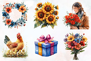 Doodle Mother's Day Watercolor Clipa, an Illustration by RobertsArt (Thumbnail 4 of 7)