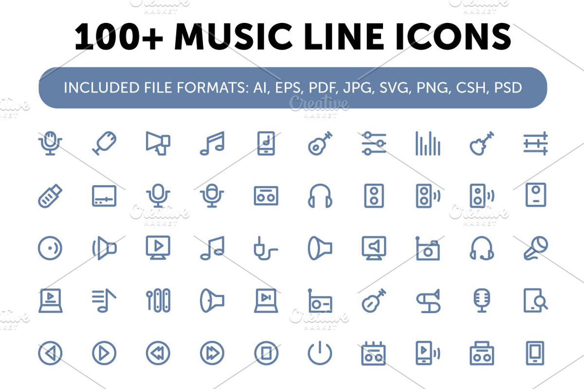 100+ Music Line Icons