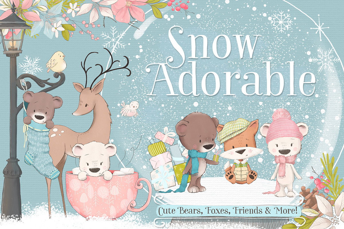 Christmas Woodland Animal Clipart, an Illustration by Pretty Little Lines (Photo 1 of 12)