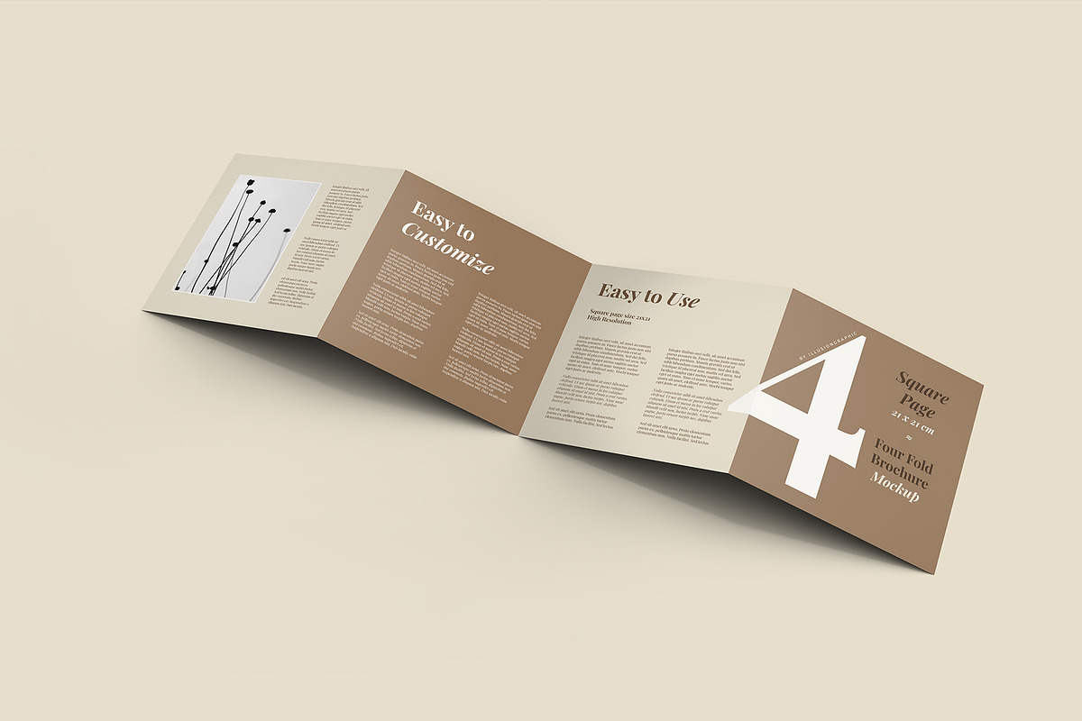 4 Fold Square Brochure Mockup, an Advertising Mockup by Illusiongraphic (Photo 2 of 19)