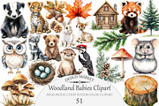 Watercolor Woodland Babies Clipart, an Illustration by Design Market (Thumbnail 1 of 5)