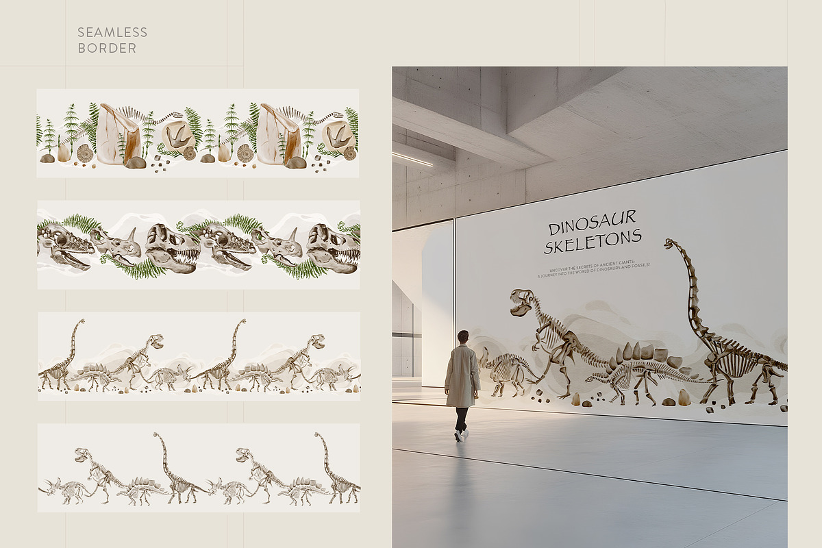Dinosaur Skeletons Clip Art, an Illustration by Alena Sid (Photo 12 of 13)