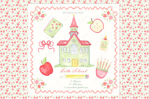 Hello School Vintage DIY Watercolor, a Graphic by LABFcreations