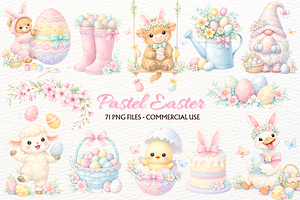 Pastel Easter Animals PNG Clipart, a Seasonal Illustration by SugarCloudStudioArt