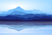 Blue Mountains and Sea. Vector., an Illustration by MSA-Graphics (Thumbnail 1 of 3)