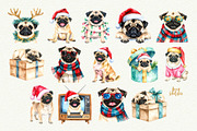 Retro Pugmas Clipart, a Seasonal Illustration by Anna Design Studio (Thumbnail 4 of 12)