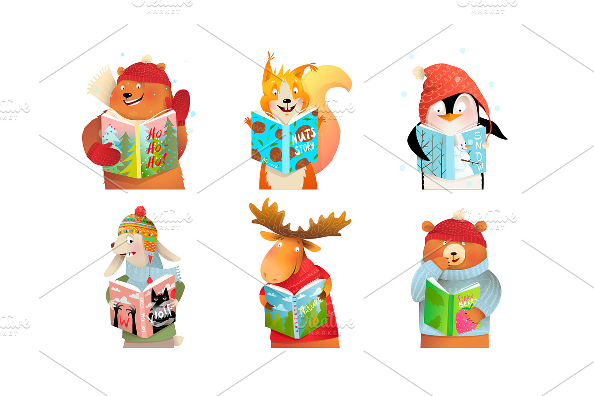 Animal Kids Studying Reading Books, an Animal Illustration by Popmarleo Shop (Photo 9 of 11)