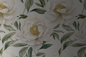 WHITE PEONY Seamless Pattern 01