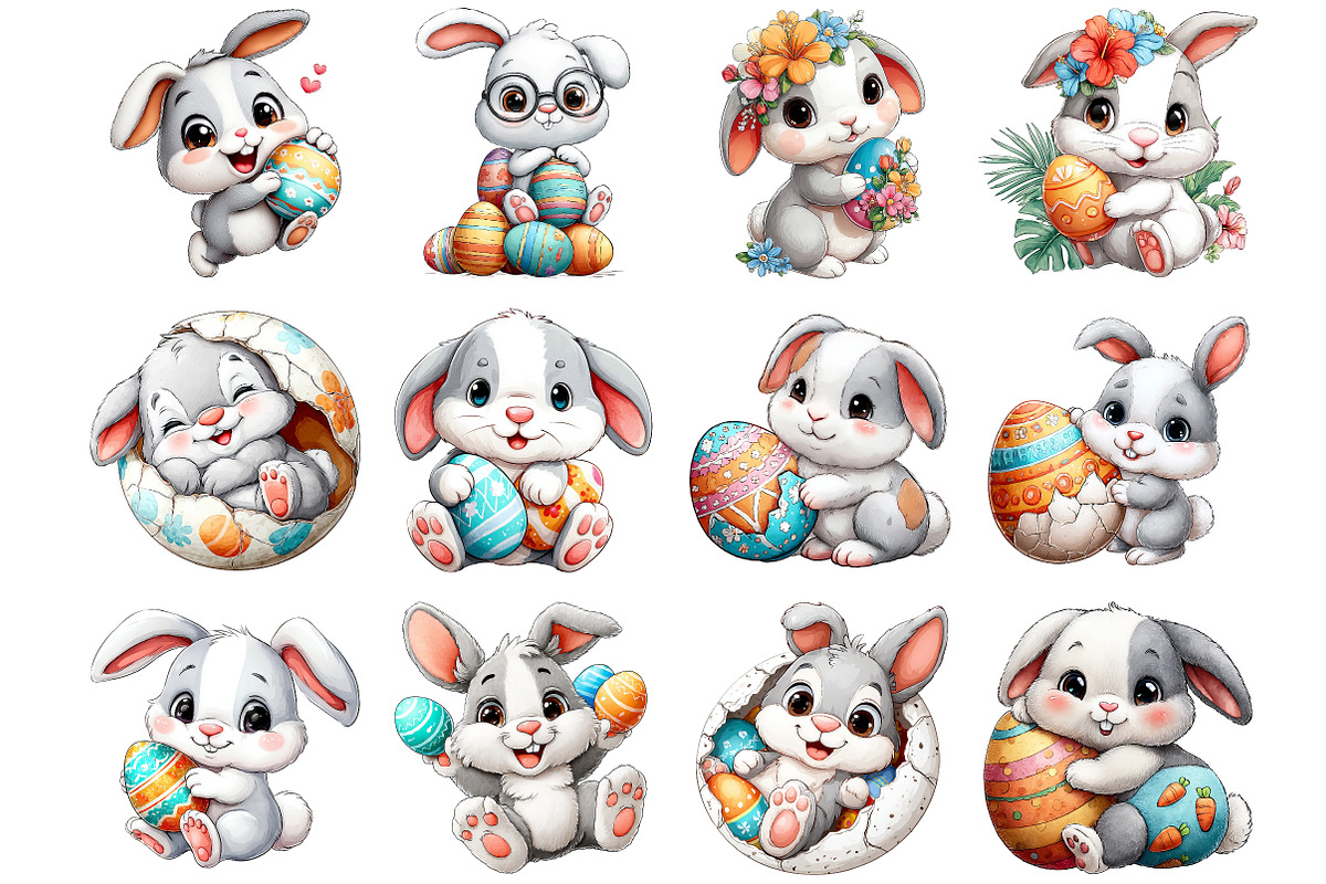 Easter Bunny with Egg Clipart, an Illustration by DreamArtGraphic (Photo 2 of 4)