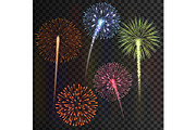Colourful fireworks burst collection, a Decorative Illustration by Yayasya (Thumbnail 2 of 3)