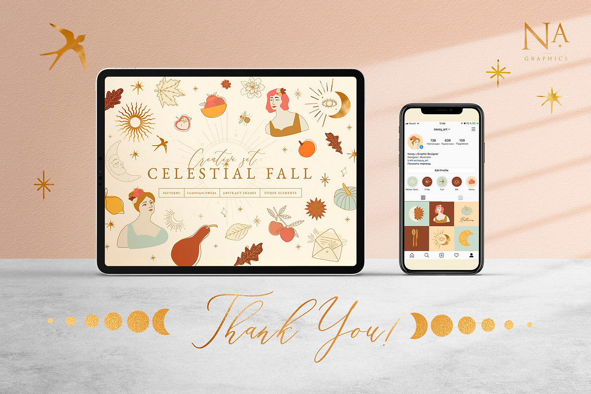 Celestial Fall Abstract Set, a Decorative Illustration by NassyArt (Photo 11 of 11)