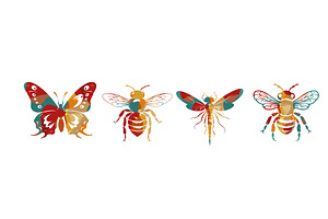 A set of different colored insects, an Animal Illustration by Nenahliadava Design