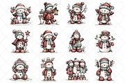 Whimsical Christmas Snowman Clipart, an Illustration by SinaCreation (Thumbnail 6 of 7)