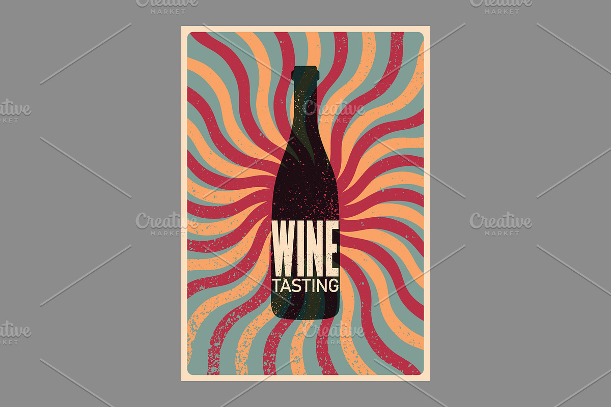 Wine grunge vector poster set., a Food Illustration by PoPaShop (Photo 10 of 11)
