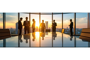 Silhouetted business people in a, an Architecture Photo by Igor Tichonow