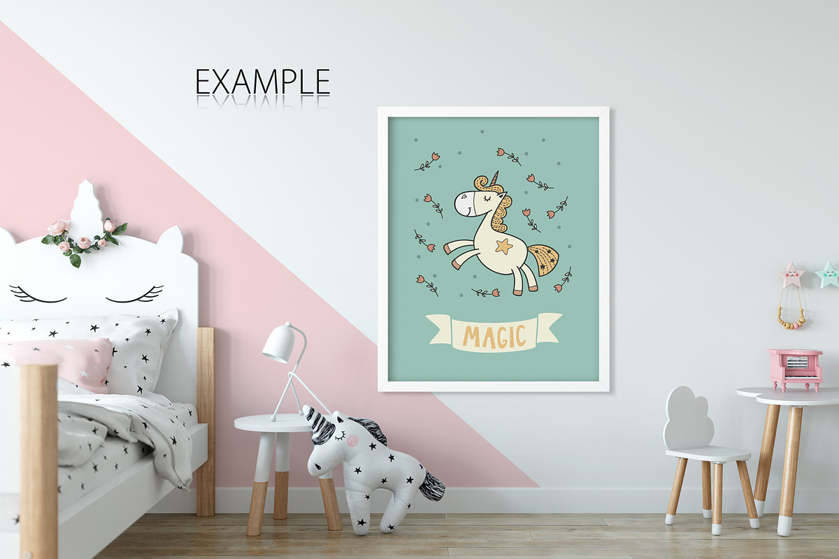 KIDS WALL & FRAMES Mockup Bundle - 4, a Product Mockup by Yuri-U (Photo 24 of 38)