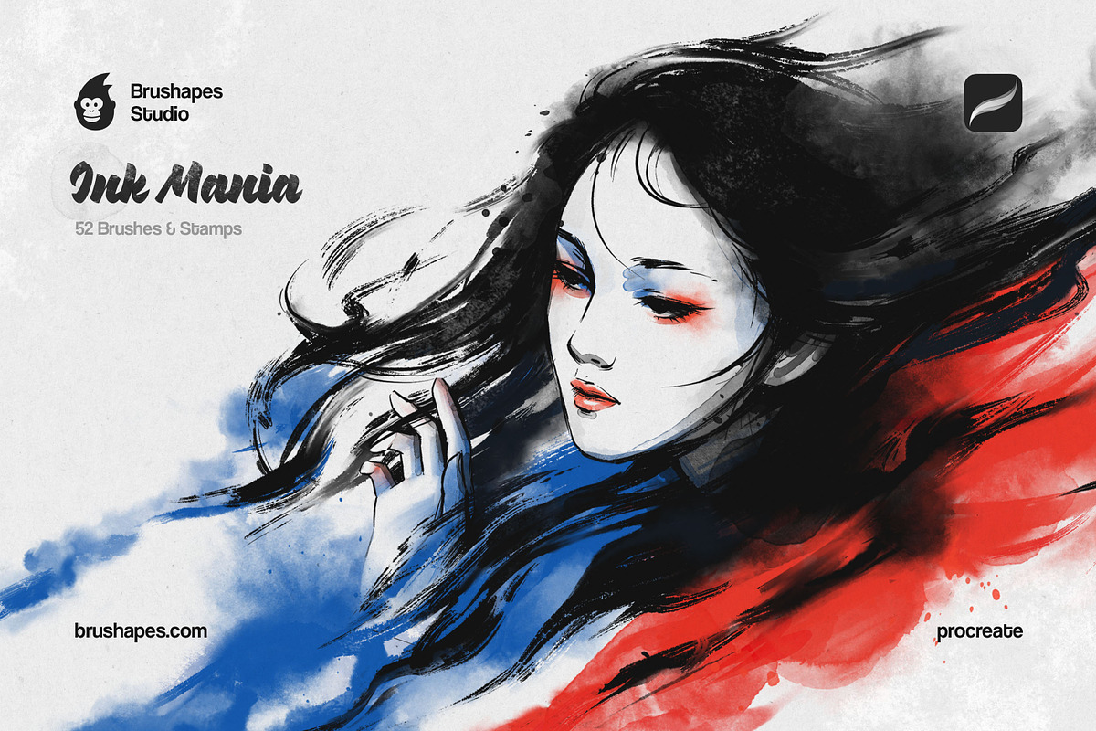 Ink Mania Procreate Brushes, a Brush Add-On by brushapes.com (Photo 1 of 10)