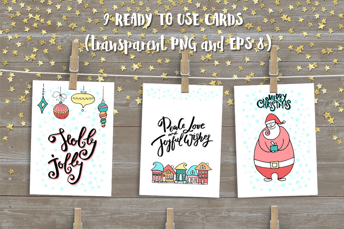 Merry Christmas kit + lettering., a Decorative Illustration by Pink Ocean (Photo 3 of 7)
