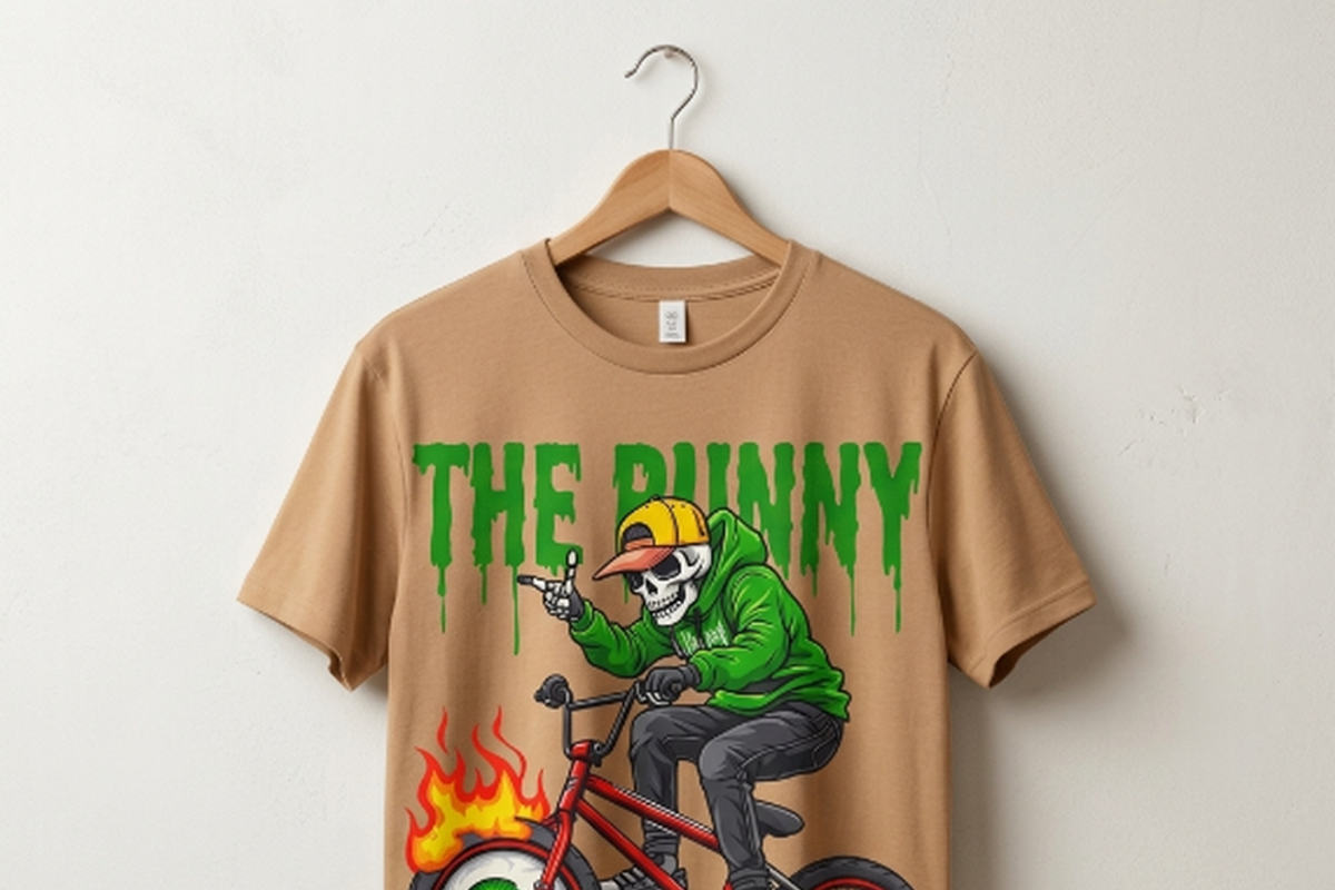 Skeleton BMX Eyeball Wheel, a Shirt Mockup by Vector Stall (Photo 5 of 15)