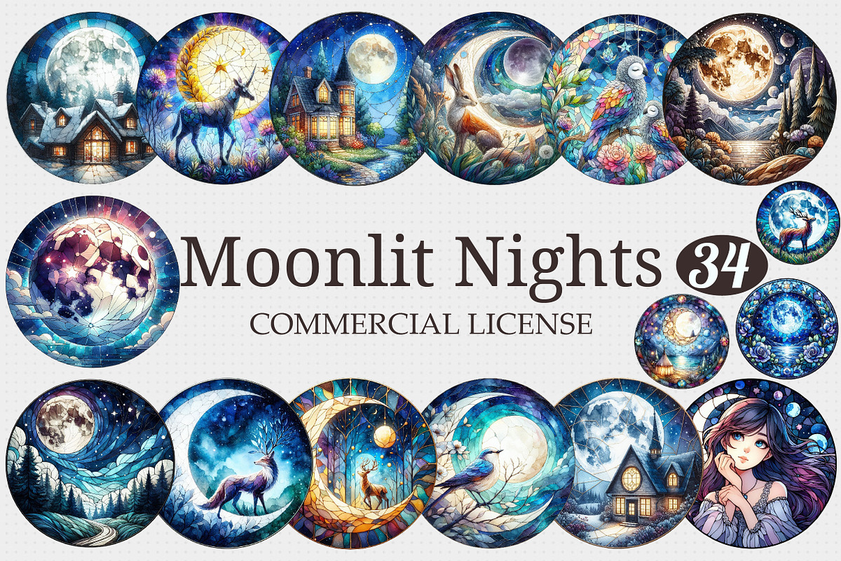 Round Moonlit Nights Stained Glass, a Graphic by designcity5 (Photo 1 of 5)