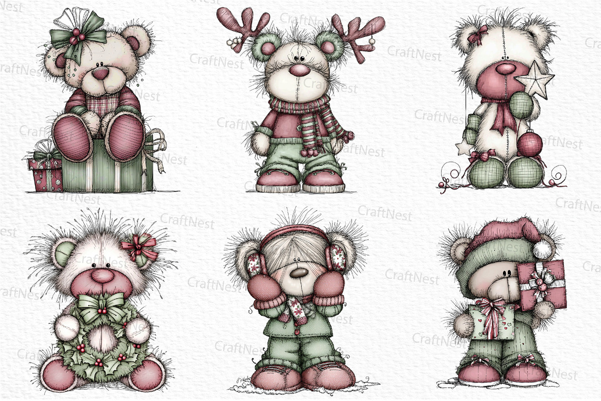Whimsical Christmas Teddy Bear PNG, an Illustration by Craft Nest (Photo 4 of 6)