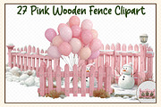 Pink Wooden Fence Clipart, an Illustration by cherrydesign (Thumbnail 1 of 3)