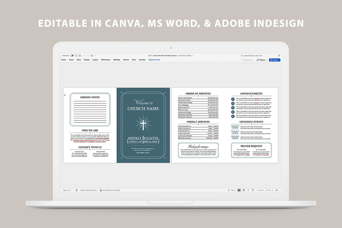 Church Bulletin | Canva, Word, Indd, a Brochure Template by Leaflove (Photo 6 of 6)