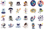 Watercolor Cute Astronaut Clipart, an Illustration by Sublimation Artist (Thumbnail 2 of 6)