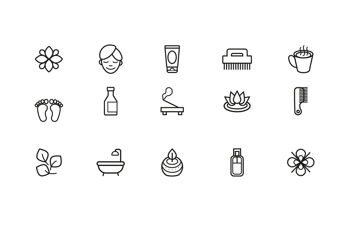 Spa Wellness Line Icon Set, an Outline Icon by studiogstock (Photo 4 of 4)