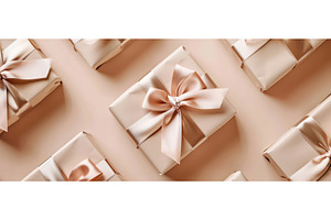 Elegant pink gift boxes with satin, a Holiday Photo by piter.goskov