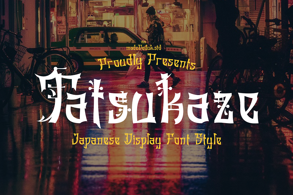 Tatsukaze - Japanese Font, a Font by madeDeduk (Photo 1 of 9)