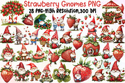 Watercolor Strawberry Gnomes Clipart, an Illustration by Sublimation Artist (Thumbnail 1 of 6)