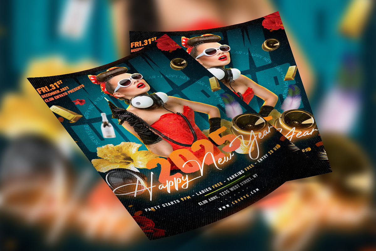 New Year Party Flyer Template, a Flyer Template by GladicMonster (Photo 3 of 3)