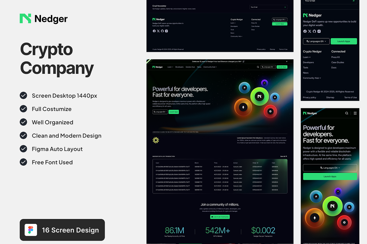 Nedger - Crypto Company Landing Page, a Landing Page Template by SundayWorkTeam (Photo 1 of 6)