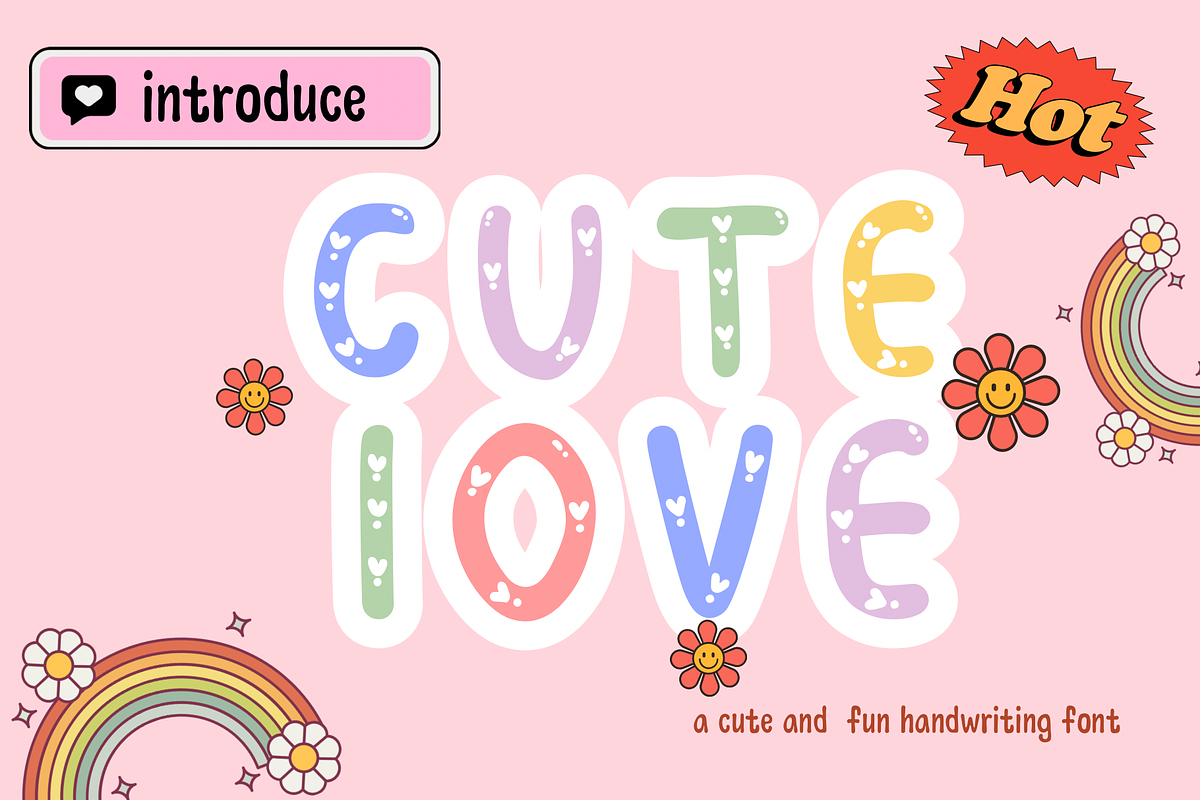 Cute love font, a Handwritten Font by JJuta (Photo 1 of 6)