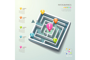 Vector Abstract 3d Maze Infographics