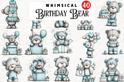 whimsical birthday teddy bear png, an Animal Illustration by Watercolor design (Thumbnail 1 of 6)