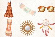 Watercolor Boho Summer Clipart, an Illustration by Libby Wishes (Thumbnail 5 of 7)