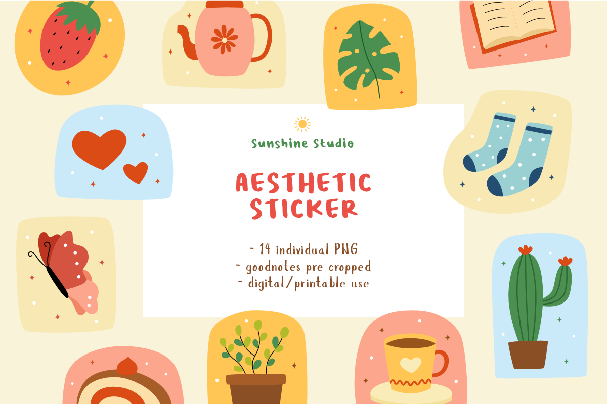 Aesthetic Sticker for Goodnotes| PNG, an Illustration by Suntype | Sunshine Std (Photo 1 of 6)