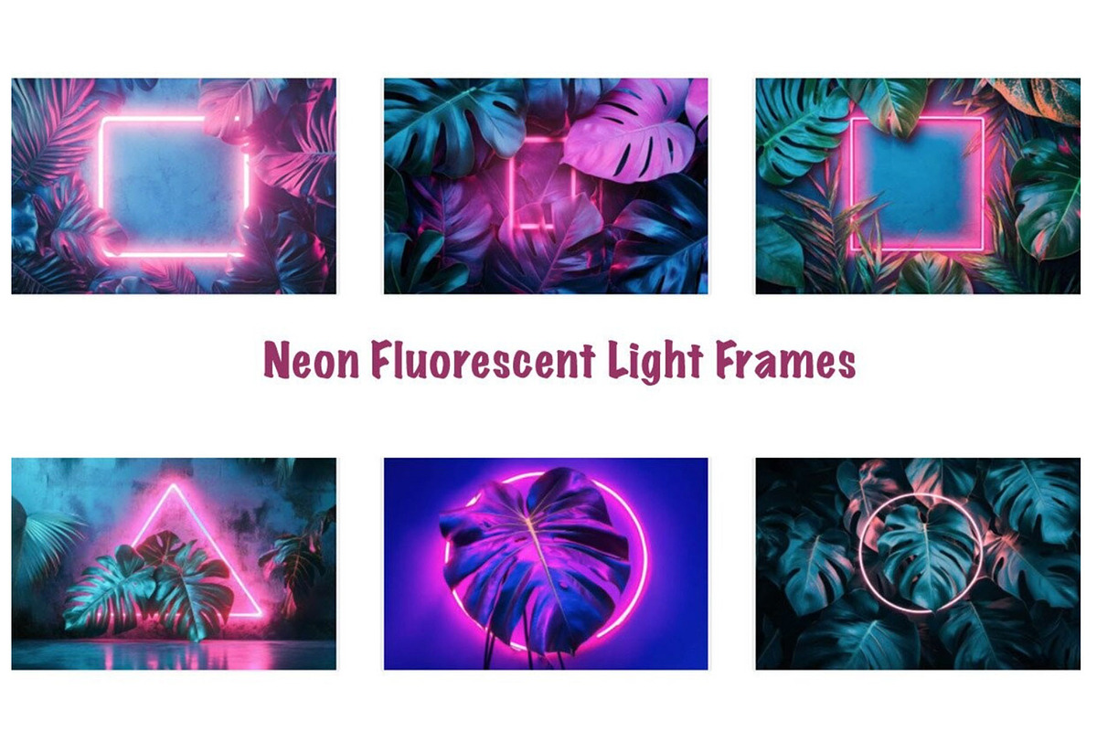 Neon Fluorescent Light Frames Bundle, a Graphic by VetalStock (Photo 1 of 3)