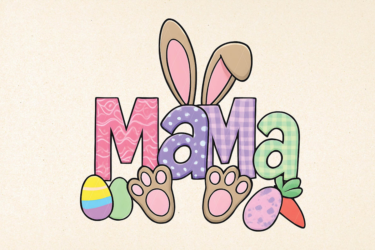 Retro Nana Easter PNG, Bunny Ears, an Illustration by DreamPrint404 (Photo 7 of 7)