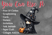 Halloween Cute Witch Sublimation, a Seasonal Illustration by Craft Nest (Thumbnail 5 of 5)