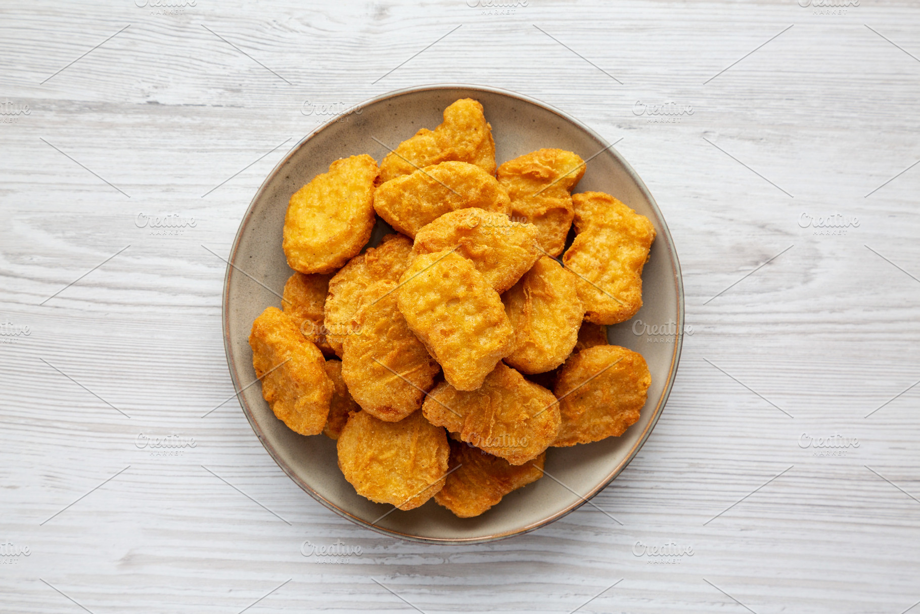 Homemade Chicken Nuggets with Ketchup, top view. Flat lay, overh, a Food & Drink Photo by LiudmylaChuhunova