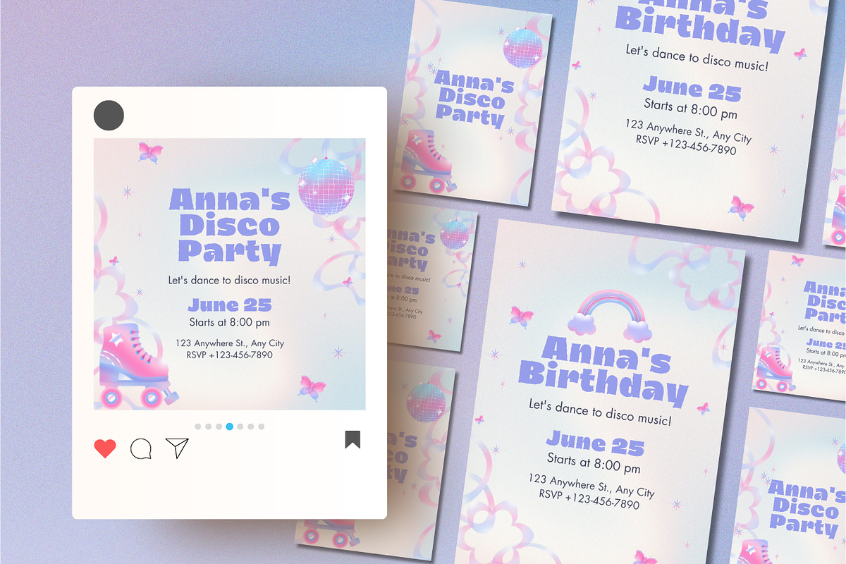 Roller Skate Party Canva Invitation, a Design Template by TemplateCastleStore (Photo 2 of 4)