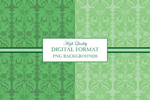 Green Damask Pattern Backgrounds